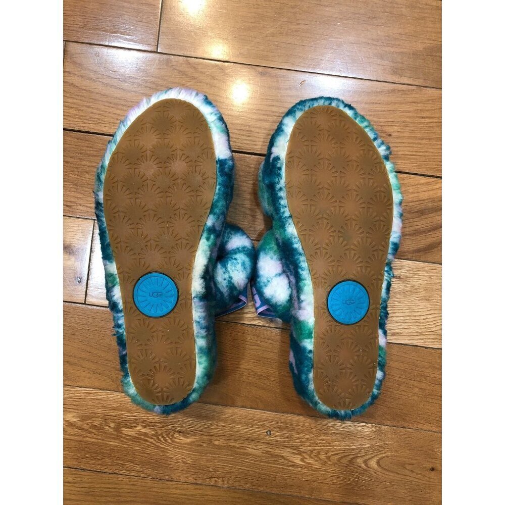 UGG Oh Yeah Marble Sheepskin Blue Green Slides - Side 8 - Picture 7 of 7